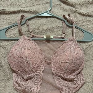 Pink Crop Top with Lace Detailing